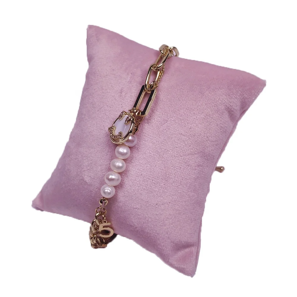 DT015SL Back support Light pink plush velvet cushion pillow for watch jewelry bracelet display