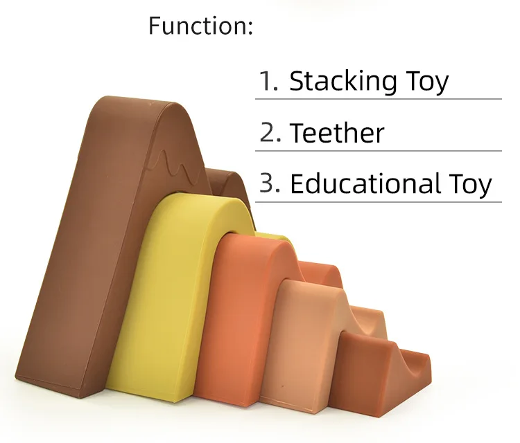 Unisex Educational Toy Set 5pcs Silicone Baby Blocks in Mountain Shape for 0-4 Years Old