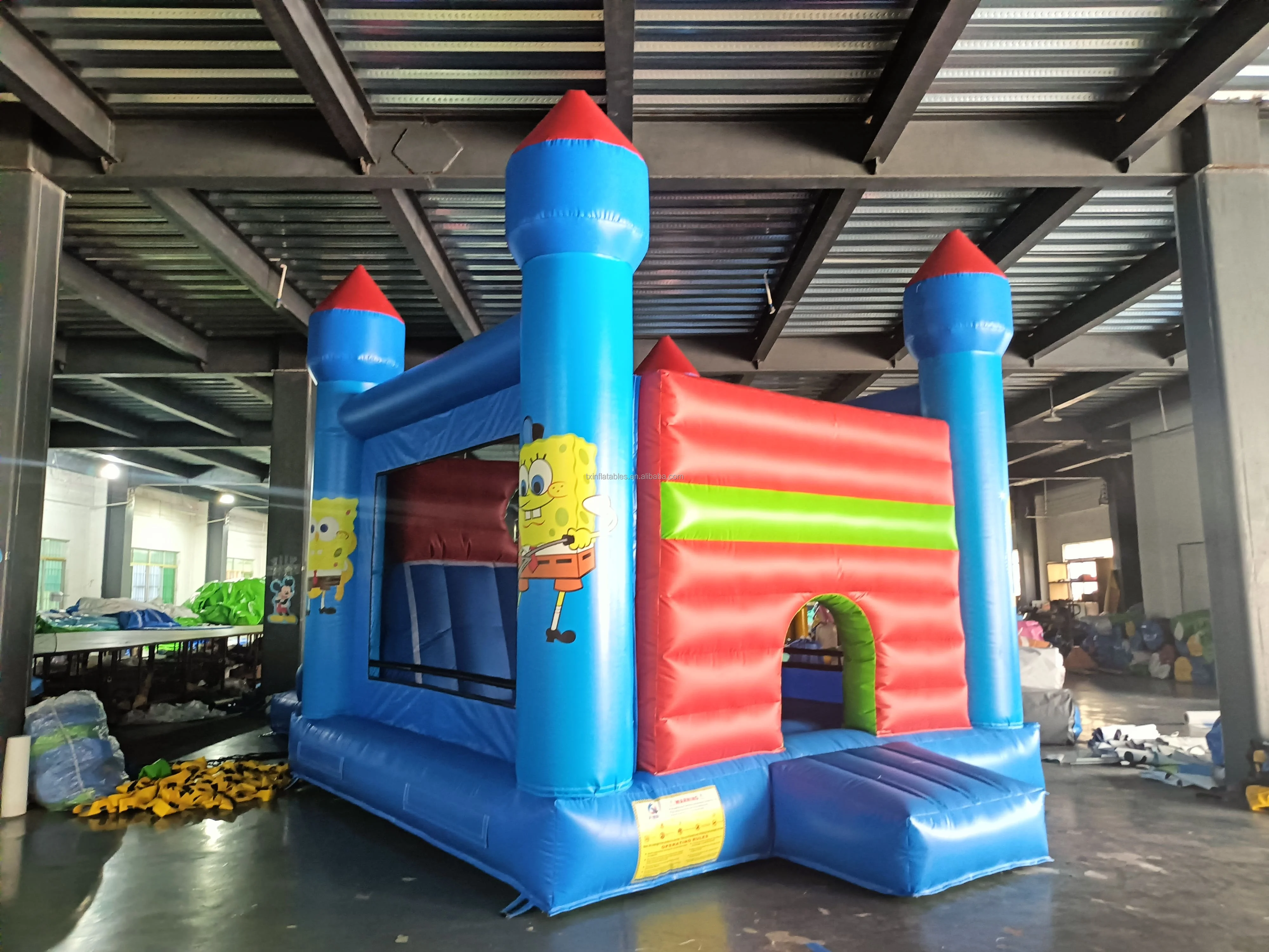 Wholesale Commercial 8x4m Inflatable SpongeBob Bouncy Castle Slide Outdoor Moonwalk Kids Jumper Playground Game For Party Rental