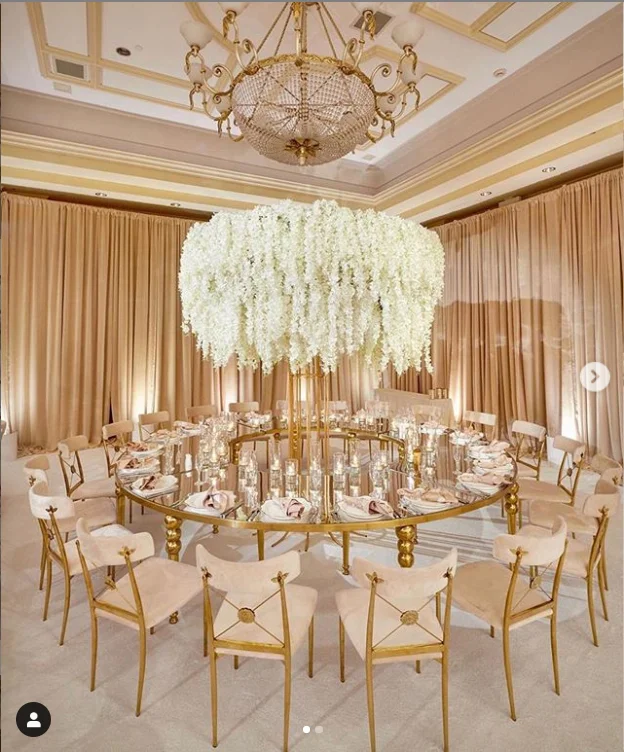 Dreamlike wedding furniture silver dining event serpentine table half round table