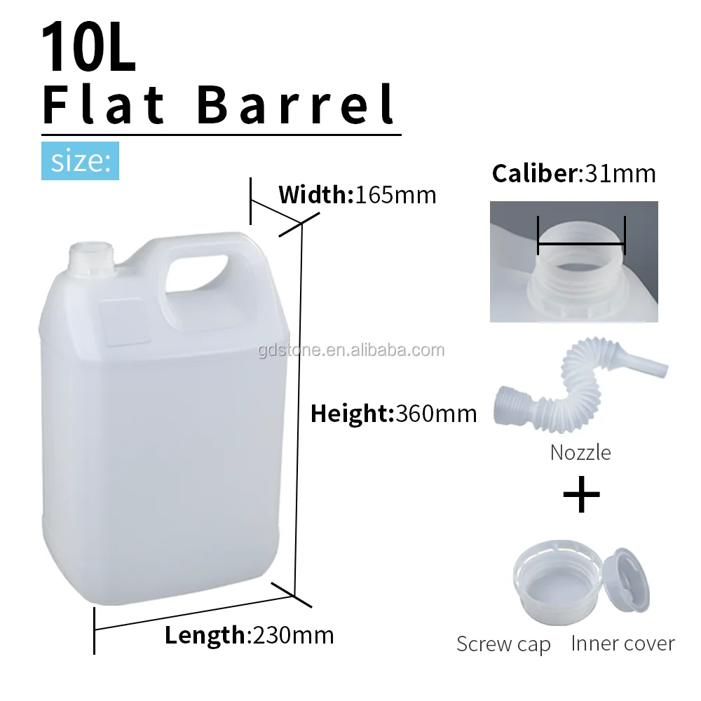  10 л пластиковый цилиндр пищевой класс квадратный jerrycan HDPE литров химический барабан прозрачный кг