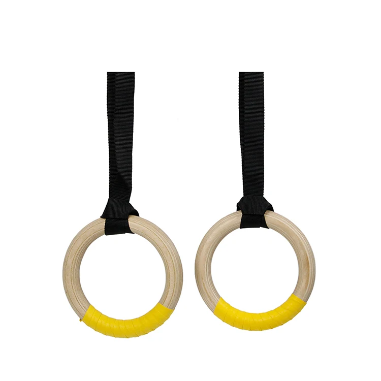 Высококачественные деревянные регулируемые гимнастические кольца для тренажерного зала