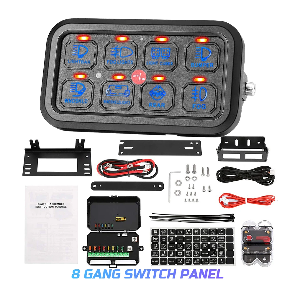 Car accessories 12V 24V Universal Offroad 4wd ATV UTV Truck wiring harness off road 8 Gang LED Switch Panel For Jeep
