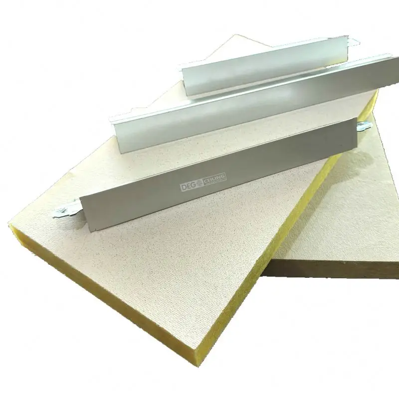 Fireproof fabric wrapped acoustical drywall fiber glass wool core panels. quick install decorative wall panels Suspended grid