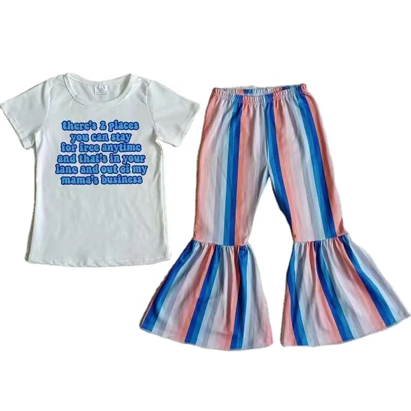 Wholesale baby girls clothes Summer Bull head short-sleeved flared pants set children clothes Boutique clothes for girls sets