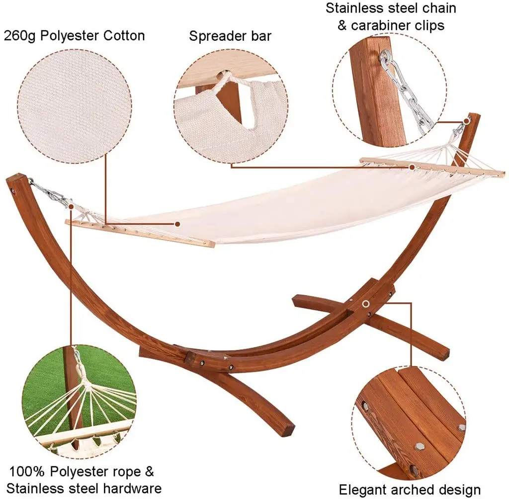 
Swing Hammock Stand Garden Swing Wooden Outdoor Furniture 