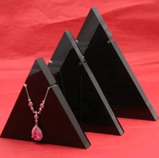 Small Triangle Black Acrylic Necklace Display Holder, Acrylic Necklace Display Stand, Triangle Riser Holder