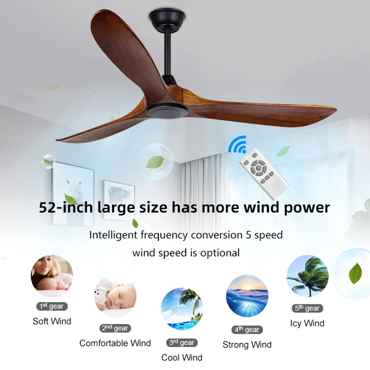 Modern ceiling fan hot selling product luxure fan ceiling dc energy saving wood ceiling fans with light