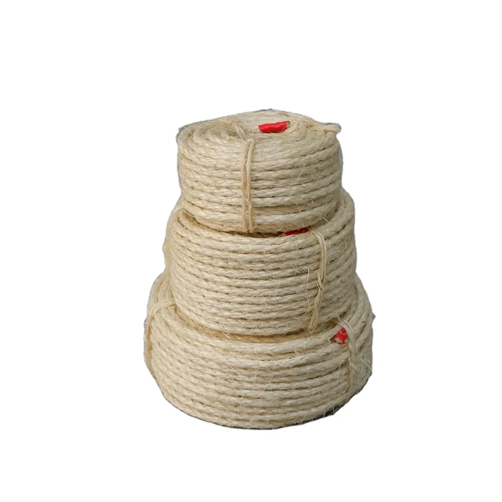 8mm 3 strand bleached sisal rope for packing rope and pet toy