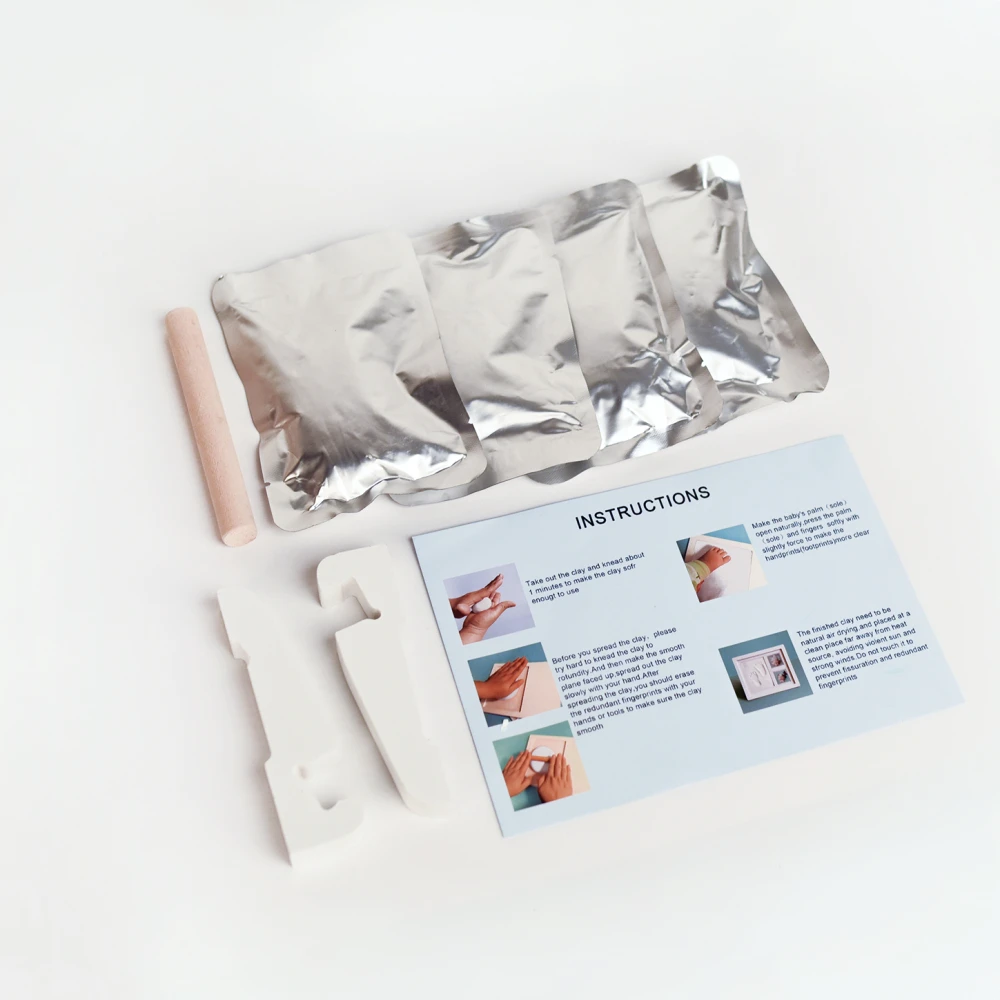 Fashion Family Letter Three Four Photos White Color Footprint Inkpad Two Photos Display Picture Painting  Wood Baby  Frame