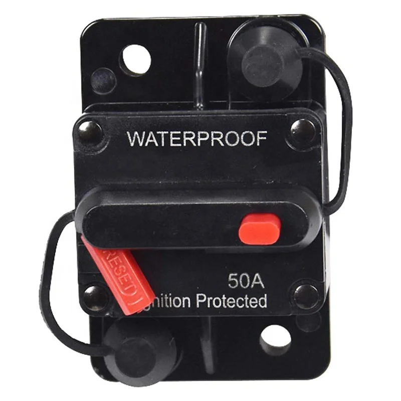Waterproof 50 Amp Circuit Breaker Manual Reset for Car Truck Rv ATV Marine Trolling Motors Boat Vehicles,12V-48V DC