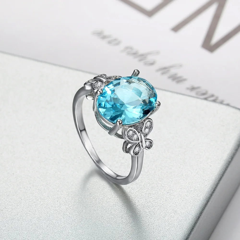 2022 Hot new products sea blue sapphire CZ finger twist infinity ring designs engagement ring or couple ring for woman