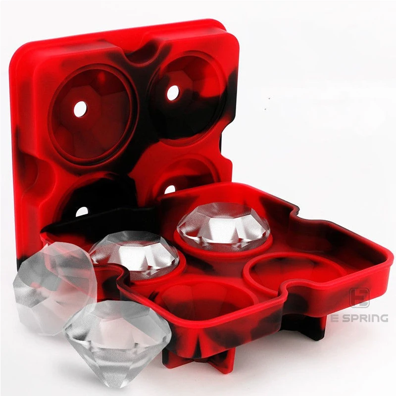 4 Cavity Diamond Shape 3D Ice Cube Mold Maker