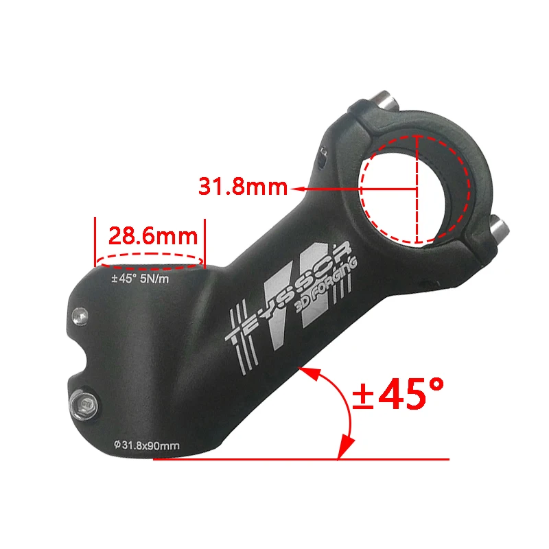 31 8 MTB Stem 45 градусов 90 мм горный велосипедный для 1 25 дюймового руля дорожного велосипеда Fixie Gear DH