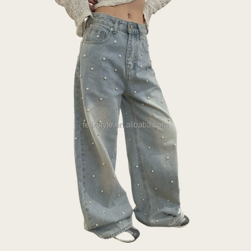 Excellent Wholesale New Design smart casual pants for ladies High quality women jeans trousers 2024 fashion pants