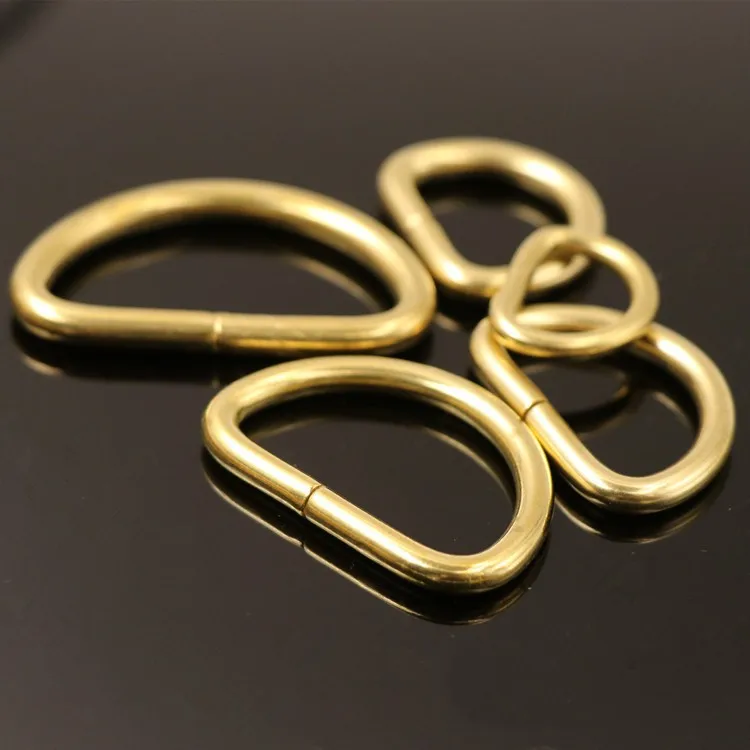 Solid Brass D-ring with seams brass D ring buckle for Handbag Strap Belt Purse Webbing Dog Collar Hardware