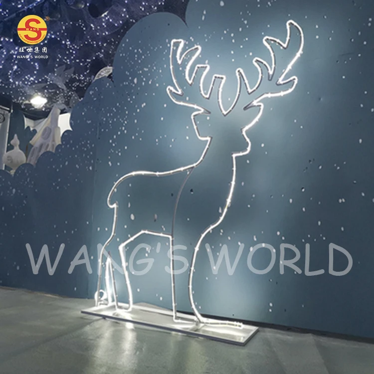 3D Iron Christmas Lights Sale Commercial Large Christmas Lighted Deer For Wedding Stage Backdrop