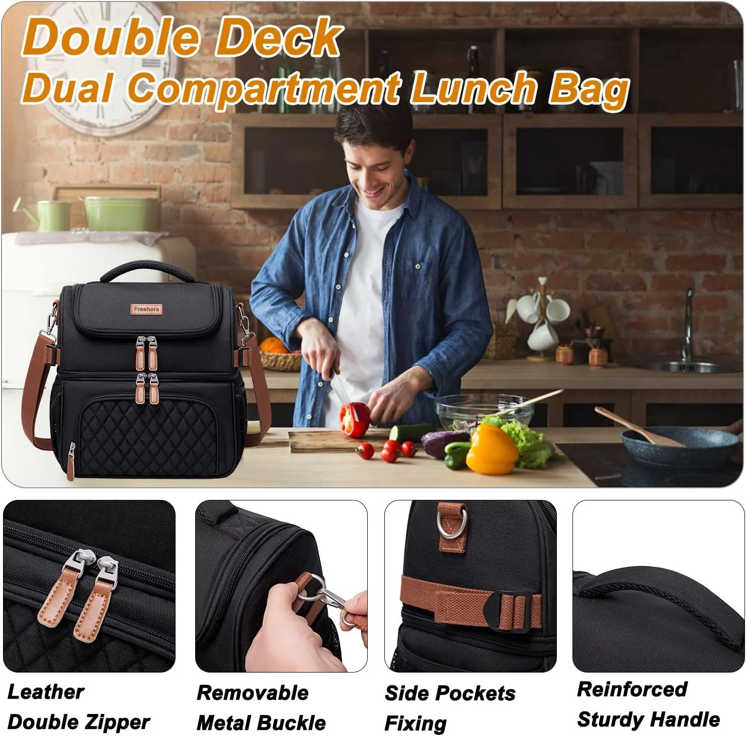 Custom Logo Lightweight Leakproof Insulated Picnic Lunch Bag Freezable Lunch Cooler Bag