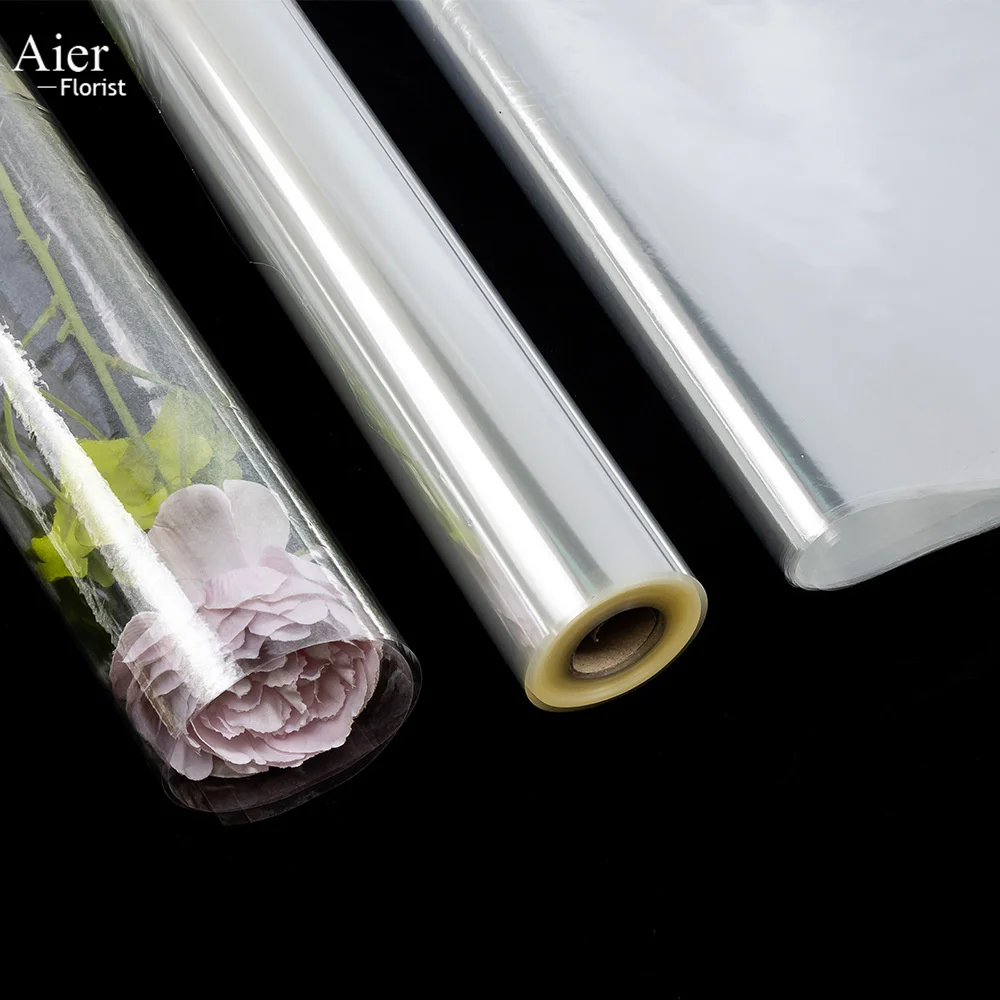 Aierflorist Clear transparent cellophane roll wrapping flower waterproof floral bouquet  wrapping cellophane   For flower