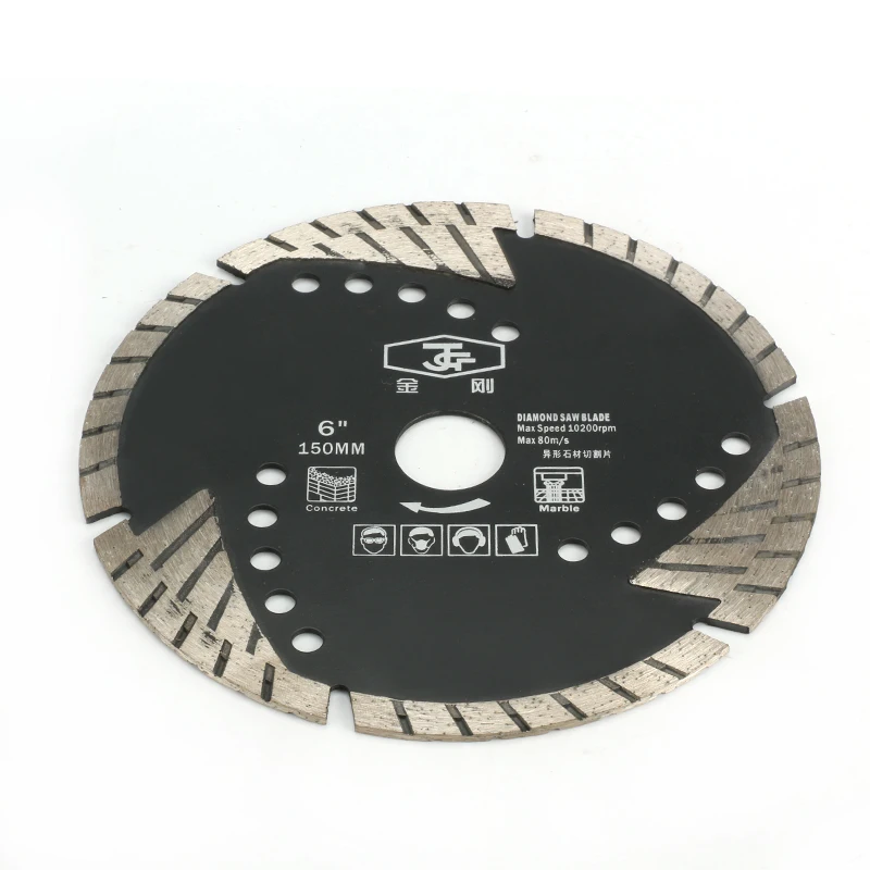 150mm 6inch concrete marble disc turbo segment diamond saw blade with teeth protection saw blade for granite