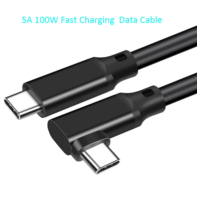 USB 3.2 Gen 2 100W VR Headset Cable 90 Degree Angle USB Type C to C Super Speed Data Transfer Charging Cord  Cable for Oculus Qu