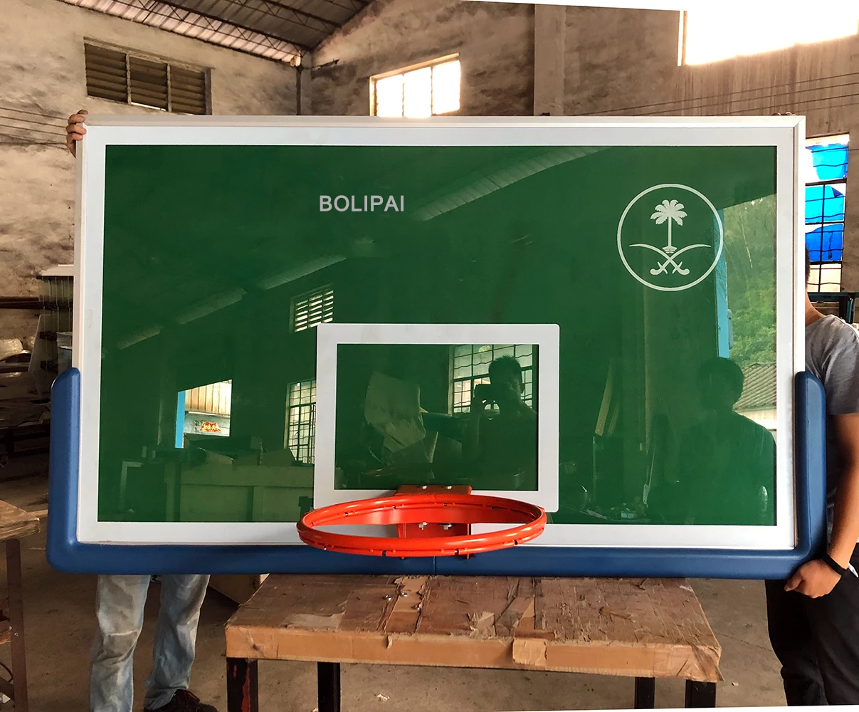 Multicolour All Aluminum Frame Glass Basketball Backboard with Ring for Sale