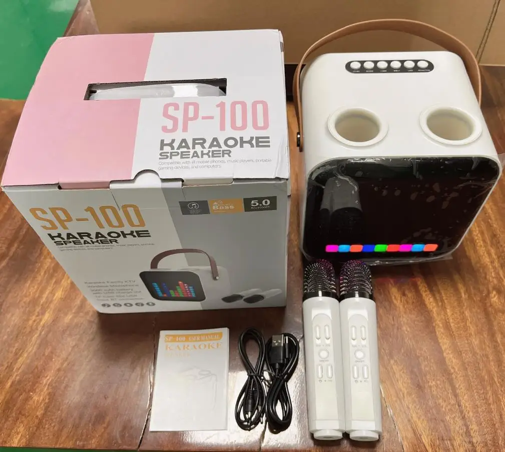 Hejia SP100 караоке разноцветное платье с 2 микрофон Портативный диктора PA Система микрофона
