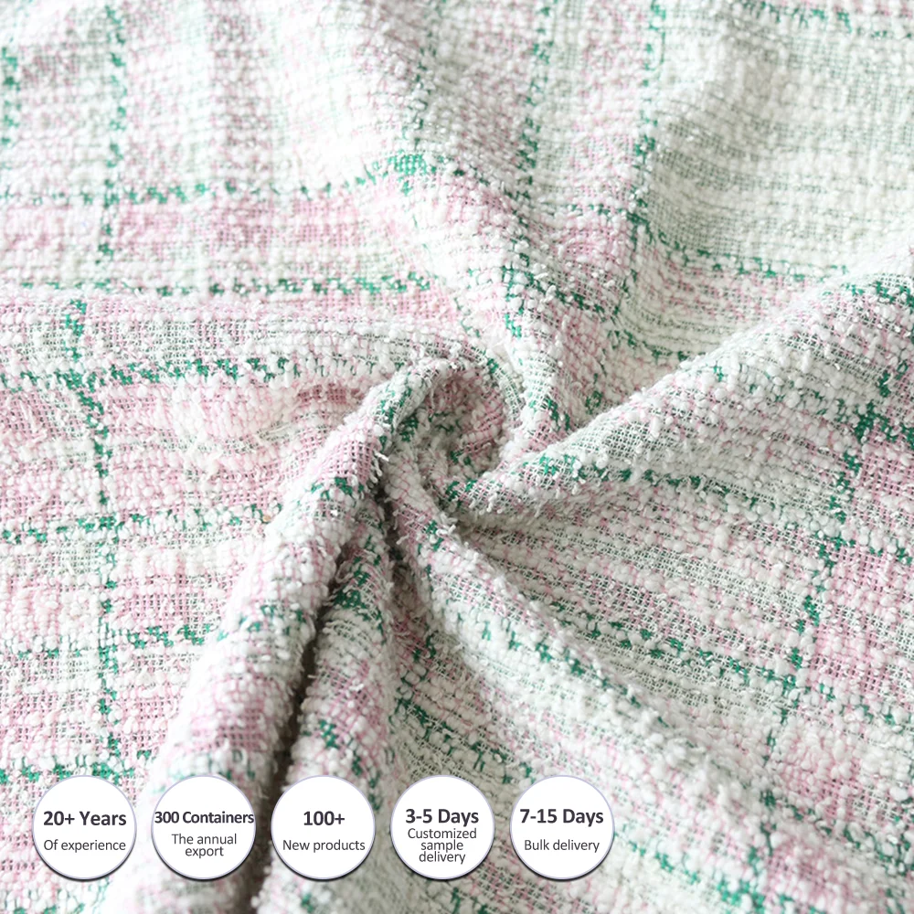 tweed fabric colorful dark Tweed 295gsm classic warm knitting tweed fabric for women coats
