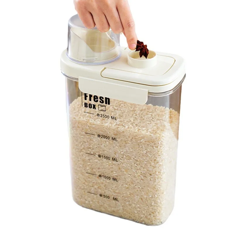 new portable PET Grain Can Kitchen Household Transparent Handheld airtight Rice food Bucket Storage Container box
