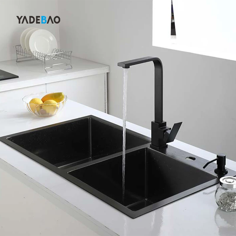 Luxury 304 Stainless Steel Kitchen Washing Basin Sinks Luxury Undermount Handmade Black Nano Kitchen Sink Bowl