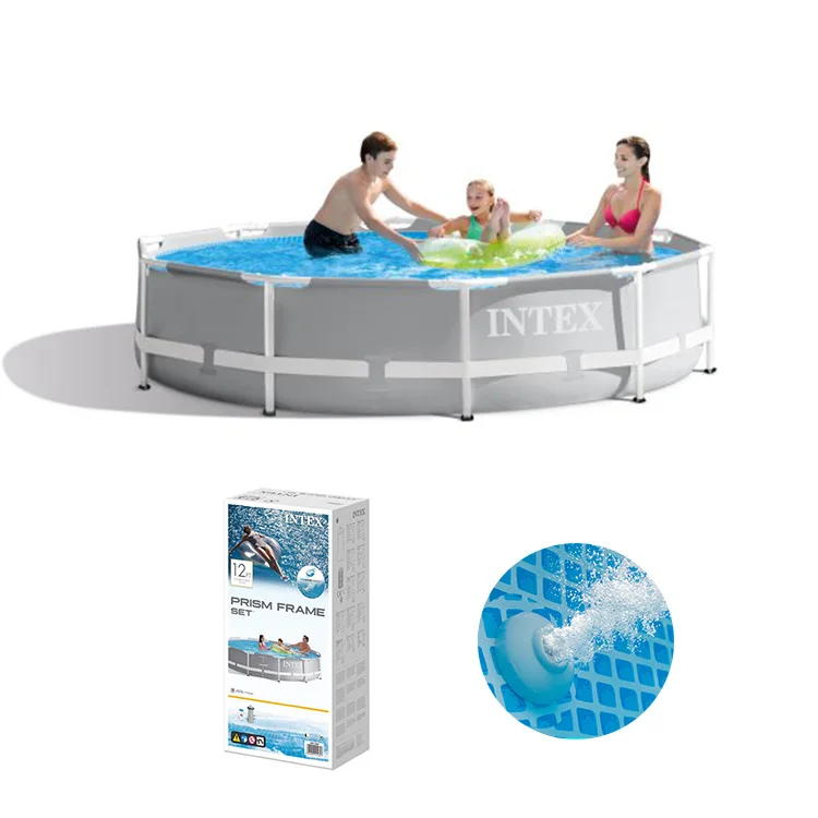 INTEX 26710 12ft x 30in Large Outdoor Round Steel Pro Swimming Frame Pool