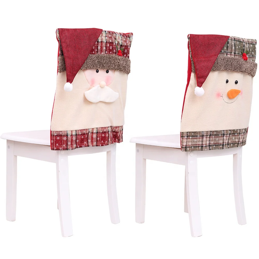 BSCI SJ0522 personalised home decoration soft fleece santa pattern claus snowman chair cover