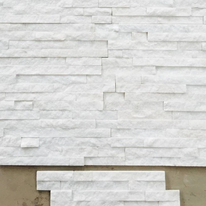 Outdoor natural quartzite culture stone wall cladding arctic pure white quartz ledger panel