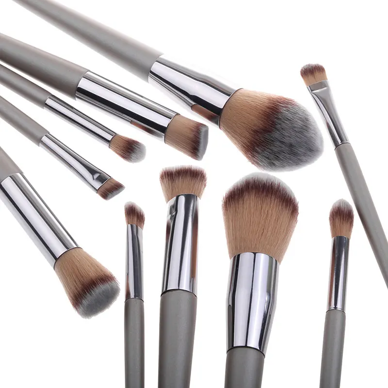 Factory Price Newest Broom Tufting Cosmetic Machine Liner Brush Makeup 10 In1 Wooden Makeup Brush