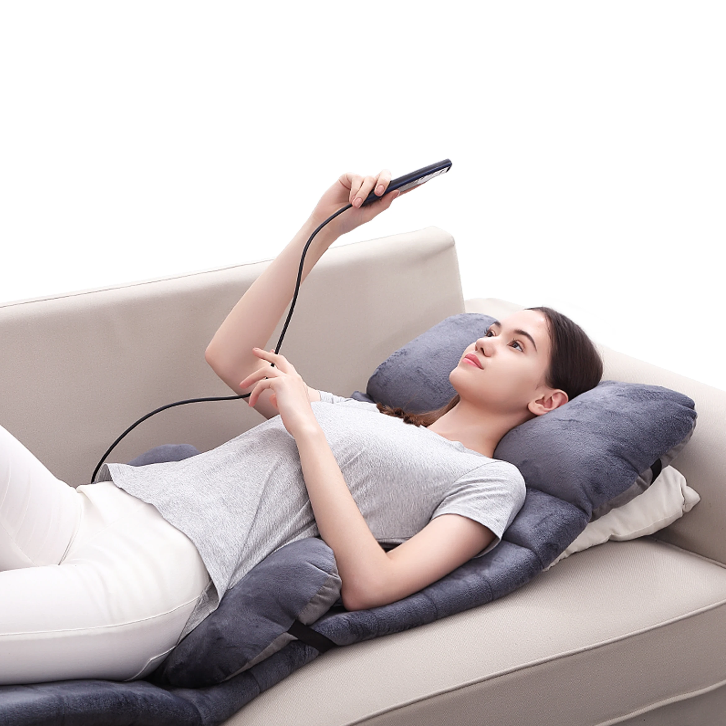 Подогрев Вибрационный массажный матрас Techlove многофункциональный домашний 1 шт. серый Вибрационный беспроводной пульт дистанционного управления