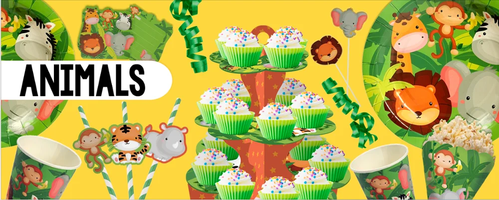 New Jungle Safari Animals Theme Kids Birthday Party Pinata Party Supplies Decoration Eco-friendly Disposable Tableware