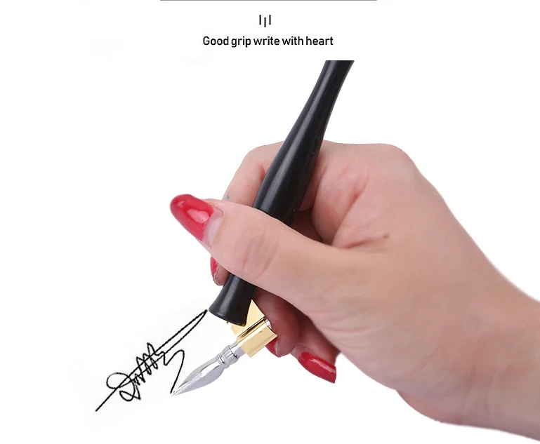Nib Pen Holder Dual Plastic Calligraphy Oblique Nib Dip Pen Holder and Stub Italic Dip Pen with Removable Multi-Fit Brass Flange