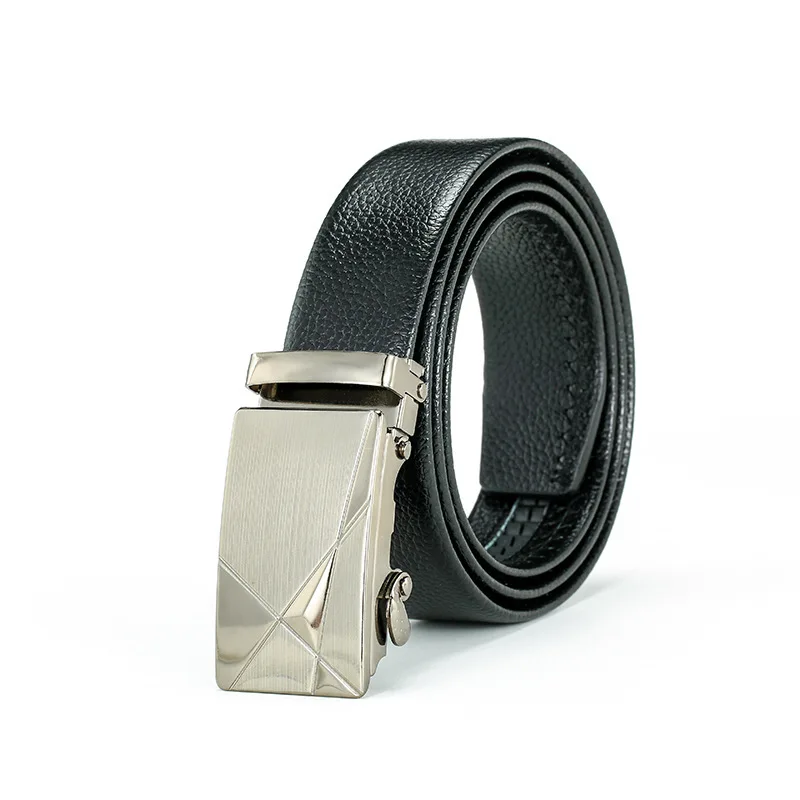 Automatic iron   buckle strong pu man belt hot sell cheap price business pu material belt custom logo belt for man