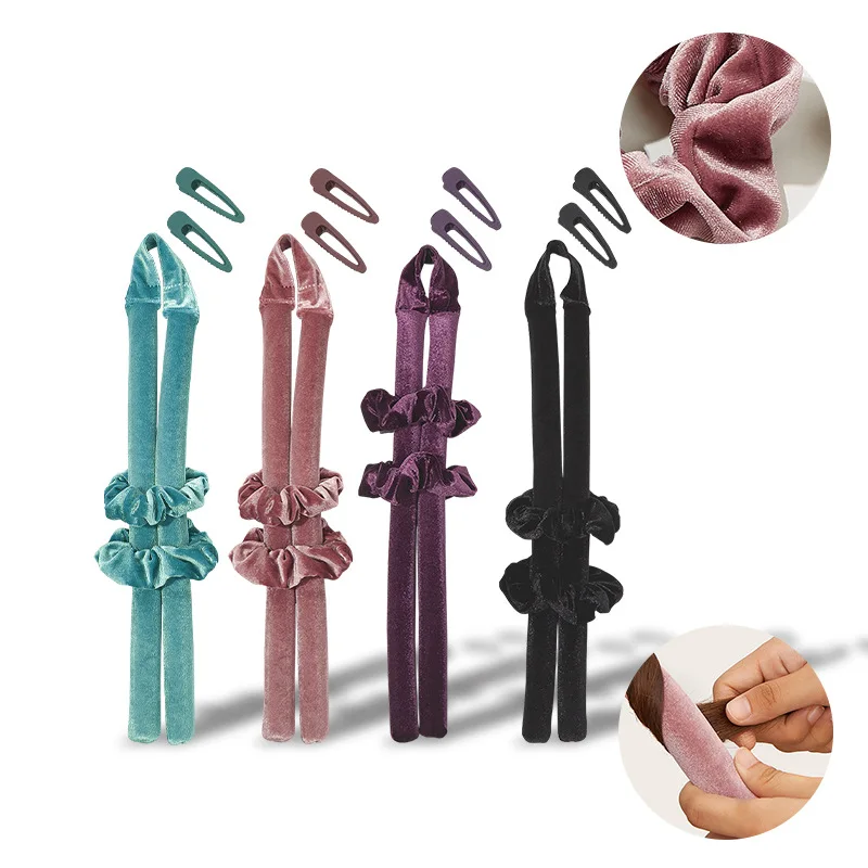 Fashion new non-calorie microfiber flannel heatless curling iron EVA big wave ribbon hair roller for long hair