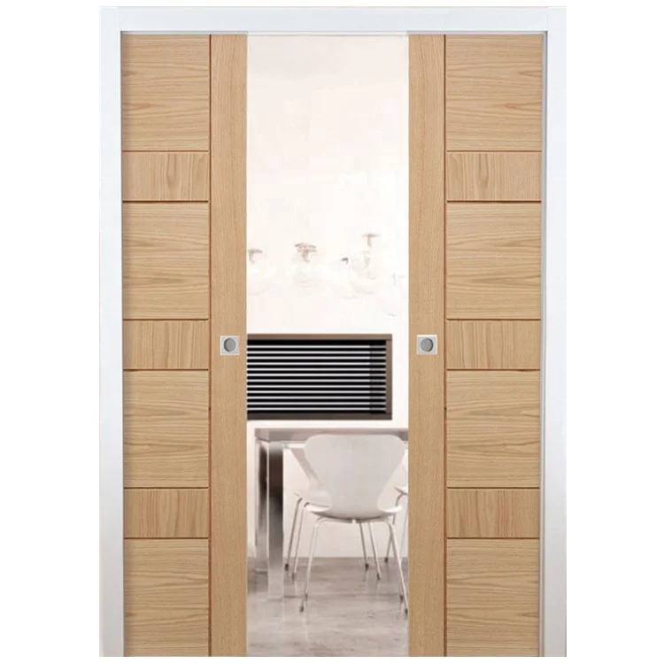 Flush Design Sliding System Tubular Board Core Pocket Wooden Door for Interior House