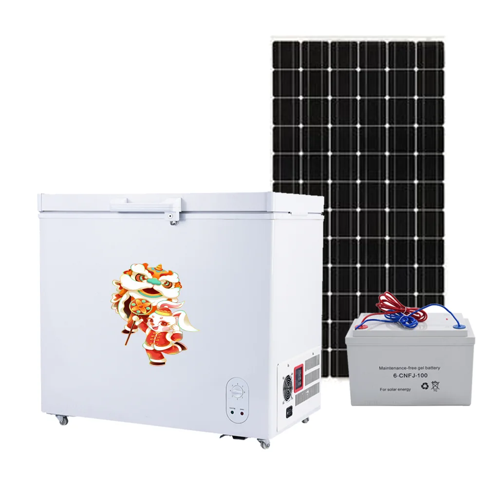 2023 New Design single door deep chest freezer dc 12 off grid solar freezer 208 litres all in one solar freezer