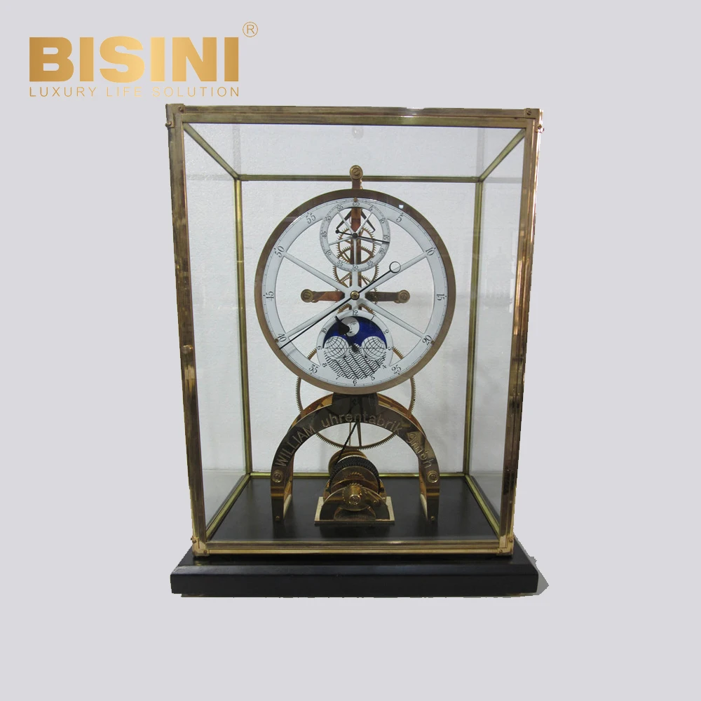 high grade Glass cover Pure copper gear Desk Clock Exquisite Mechanical Eiffel Tower table clock