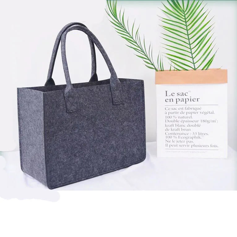 Custom Logo wholesale DIY Personalized Design Durable Grocery Basket Organizer Beach Travel Toys Felt Tote Bag for kids women