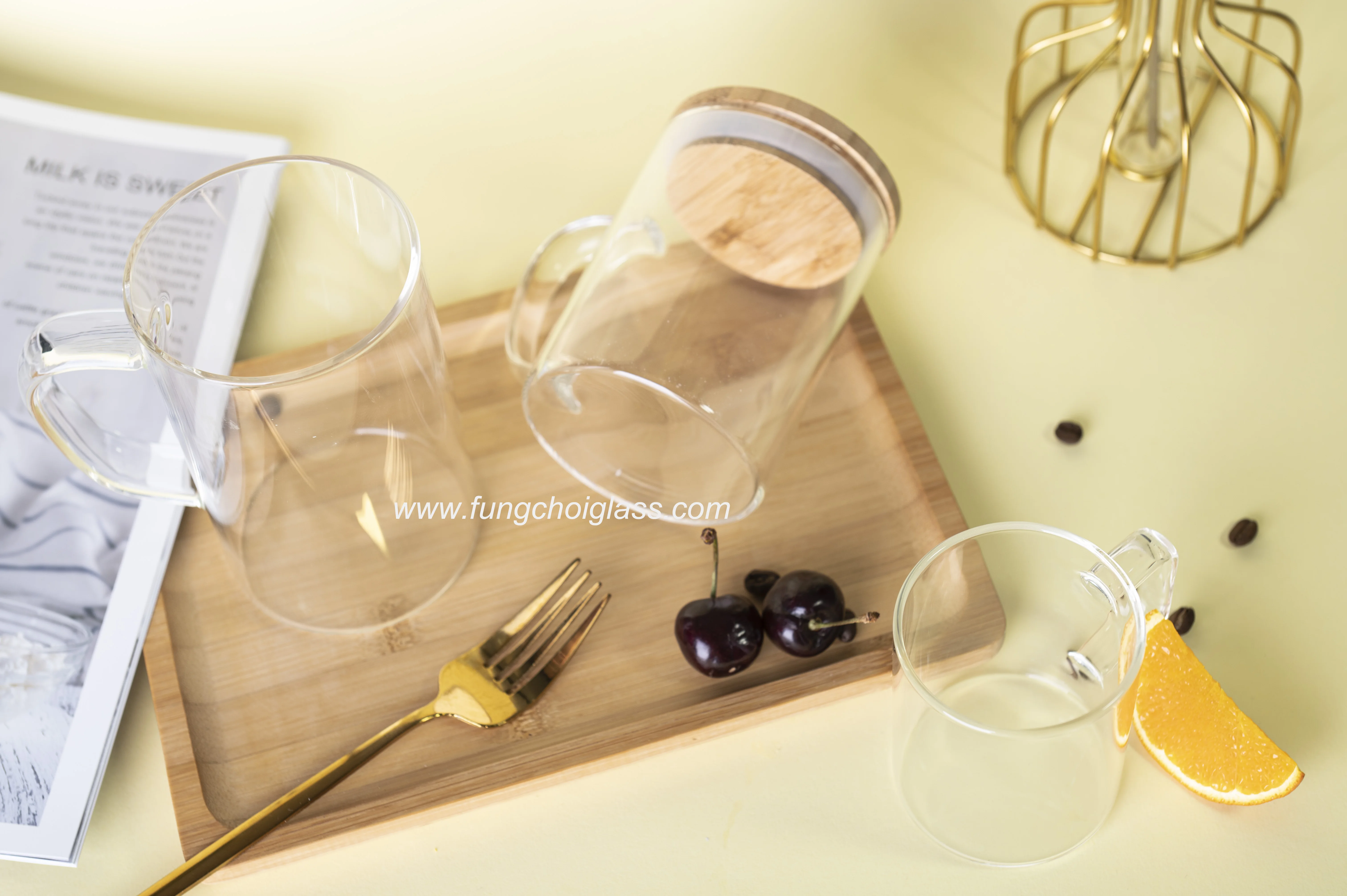 550ml Wholesale borosilicate heat cool safe custom logo made coffee water glass cup mug