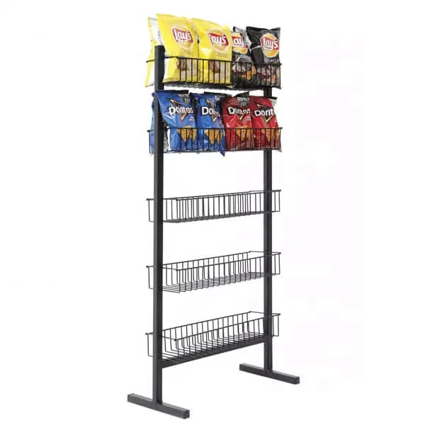 Retail Store Convenient Potato Chips Display Rack Food Stand Display Metal biscuits chocolate Snack Display Racks
