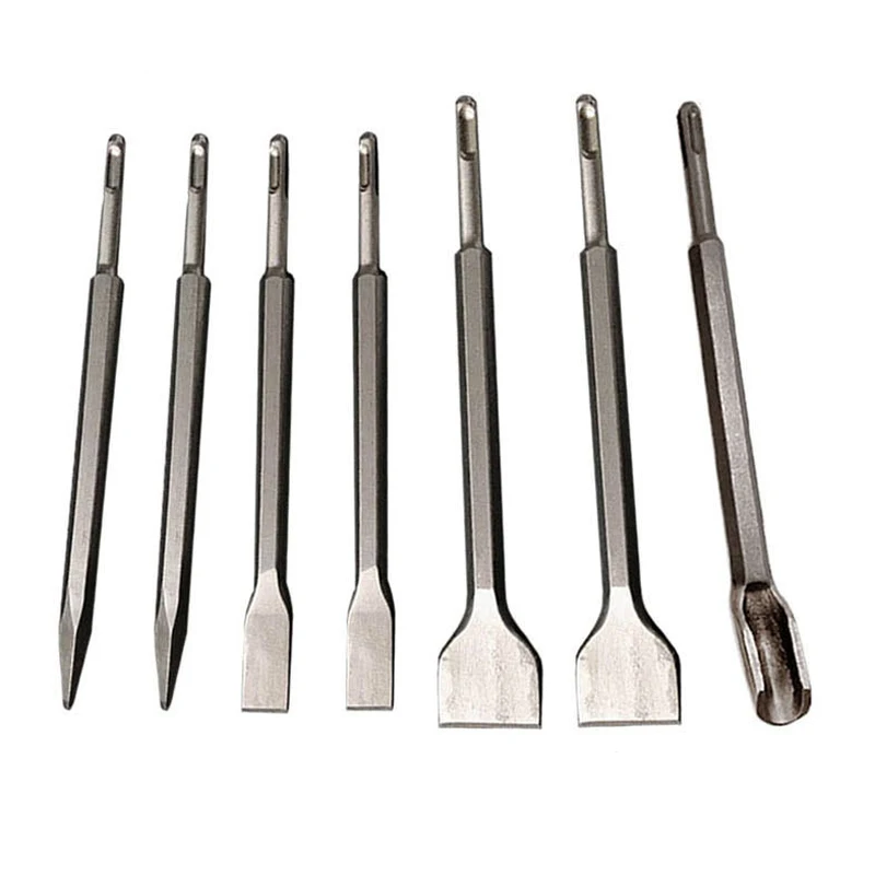 Electric Hammer Chisel Tool Set Impact Drill Square Handle Sharp Flat Chisel U-shaped Drilling Cement Wall Slotting Shovel