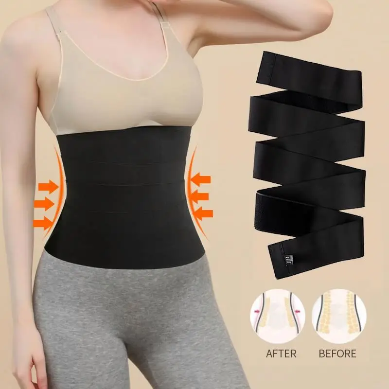 OEM Service Women Elastic Belly Shaper Waist Trainer Bandage  Belly Binding Wrap Slimming Waist Tummy Wrap