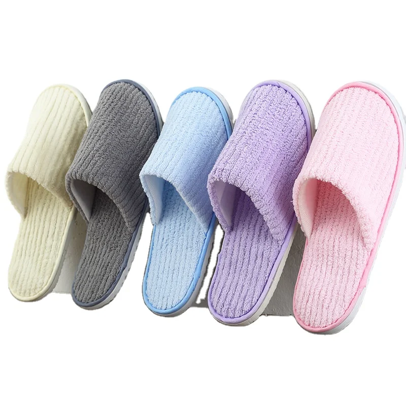 
Comfortable Wholesale Four Season indoor slipper Hotel Guests unisex spa shoes Washable Velvet Hotel Slippers  (1600189908075)