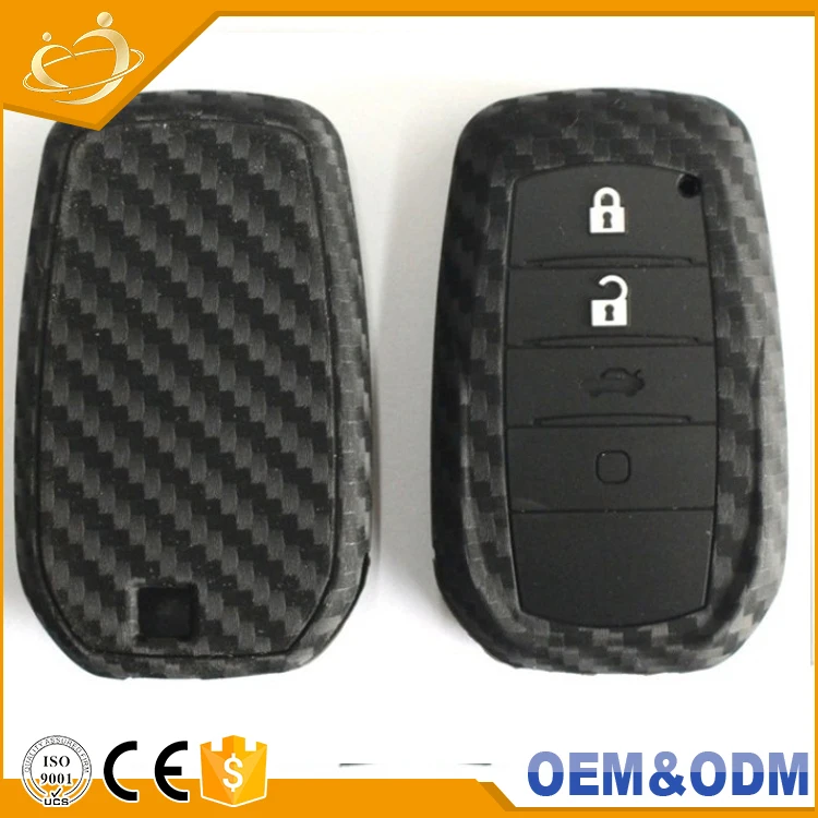 KustSoft Silicone Car Key Case Carbon Cover key ring shell  For Toyota Rav4 Aygo Corolla Camary Chr Prius Yaris Auris