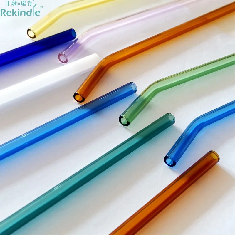 Sustainable Eco Friendly Products Custom Color Reusable Glass Drinking Straws With Logo